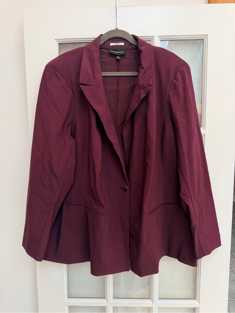 Lane Bryant The Bryant Blazer Jacket Plus Size 28 Maroon Purple Stretch Chic